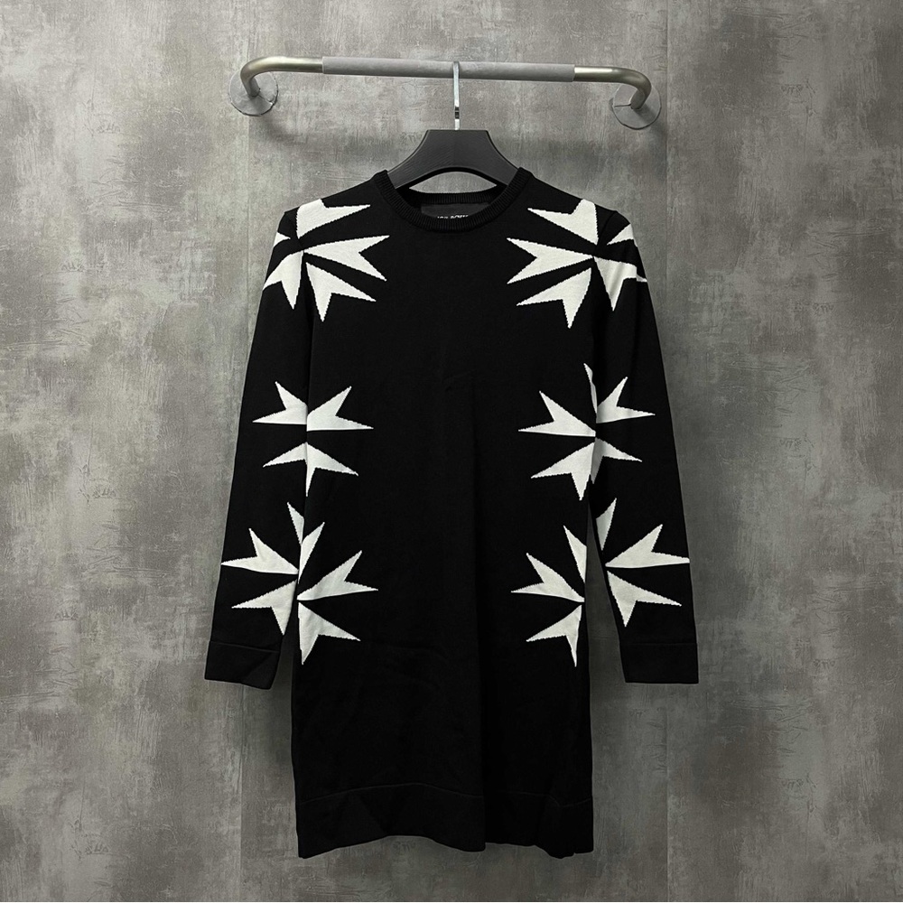 🧨steal Authentic Neil Barrett Black Sweater Dress with White Star Pattern